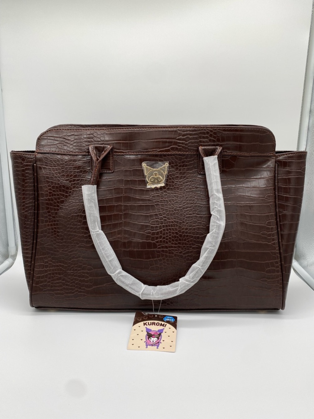 Sanrio Kuromi Faux Crocodile Skin Shoulder Bag DARK BROWN Purse